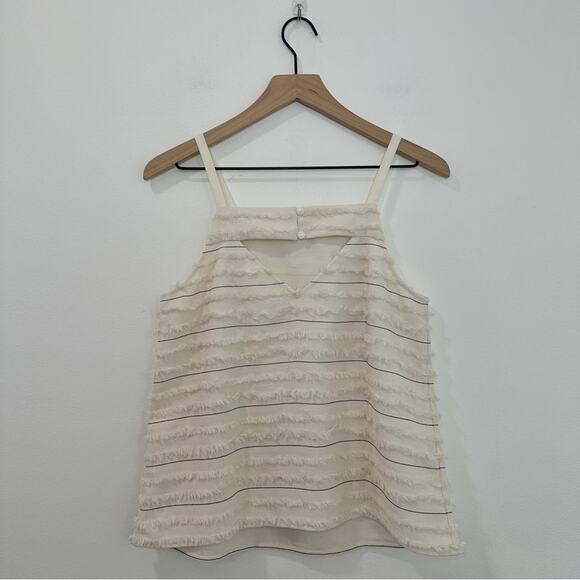 Anthropologie Maeve Quinn Fringe Tank Top Cream Size 10 - Picture 5 of 9